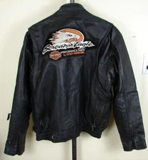 Vintage USA Bikers Dream Apparel Heavily Distressed Black Leather Jacket Size 36