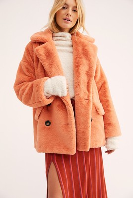 peach fur coat