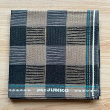 HANDKERCHIEF VINTAGE JAPAN BROWN GEOMETRIC MEN'S POCKET SQUARE COTTON 18" D0531