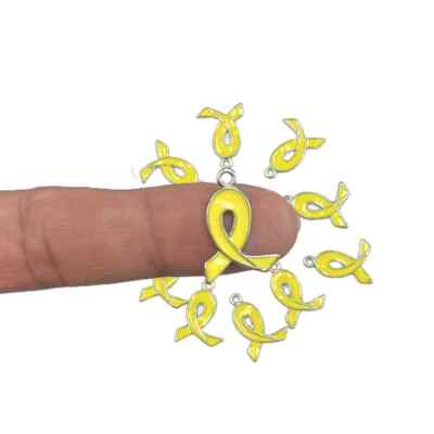 Cancer Awareness Charms Yellow Ribbon Positive Survivor Bladder 21mm 10 pc 