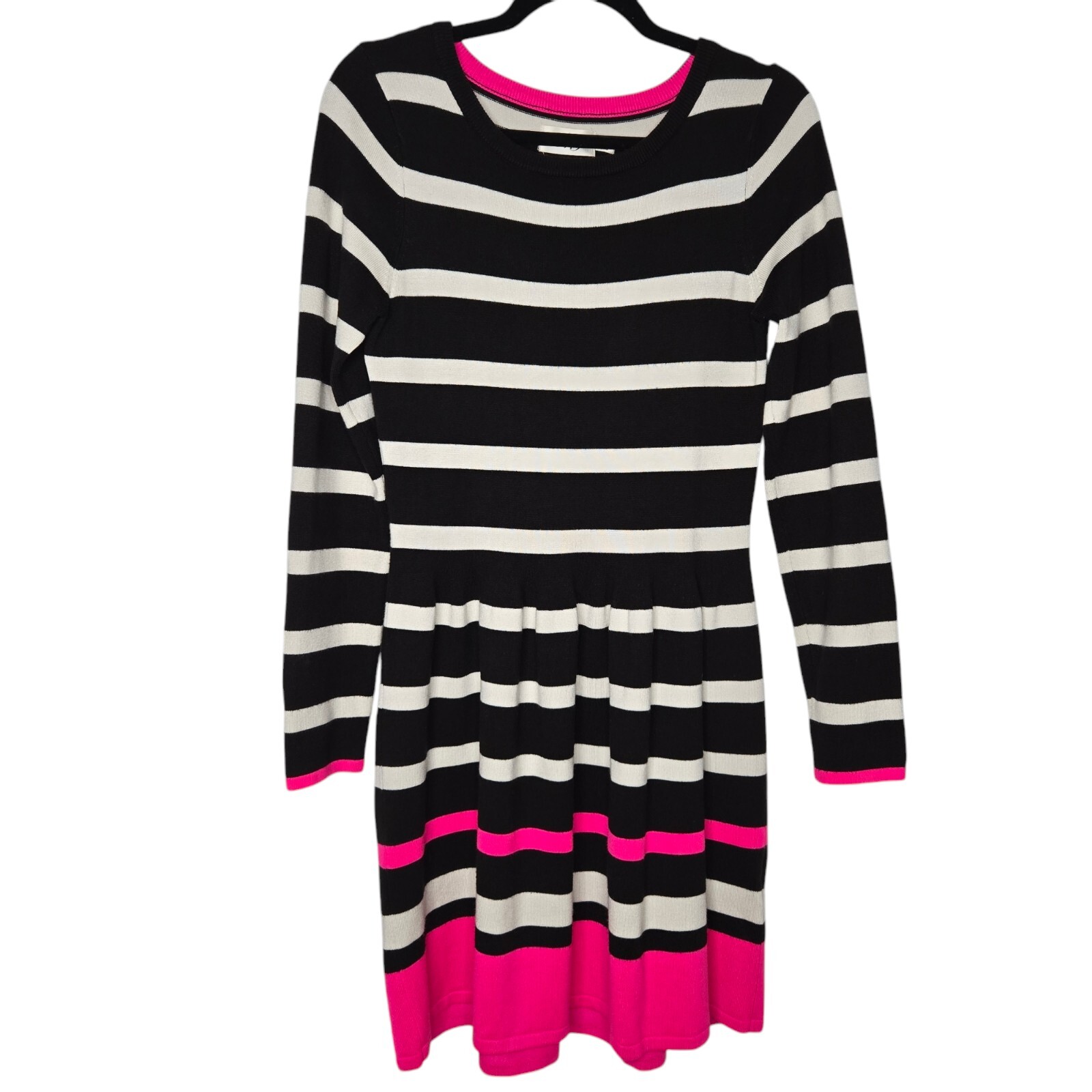 Eliza J Womens Pink Colorblock Striped Knit Sweater Dress Medium