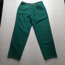 Sostanza Jeans Mens 36x32 Green Classic Fit Straight Leg  Denim Loose Dark Wash