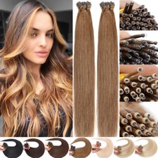 Thick Remy Real Human Hair Extensions Nano Ring Tiny Rings Beads Tip 50-150Stand