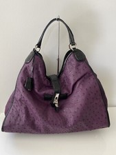Purple Ostrich Satchel Shoulder Bag Handbag, Custom Made In Usa 