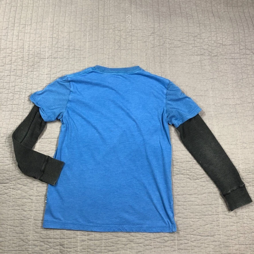 Camiseta Shaun Blanca Niño Grande Azul Calavera Huesos Cruzados Gráfico Mangas Térmicas Foto 2 de 4