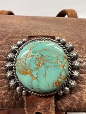 RARE Native American Zuni Western Leather Turquoise Sterling Silver Purse Bag