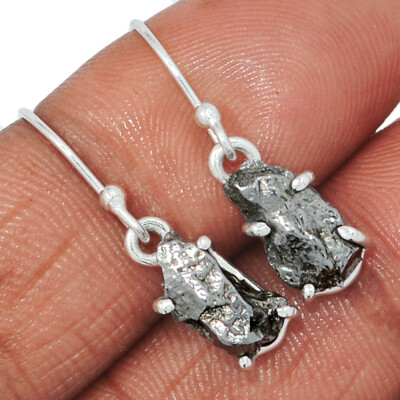 Natural Meteorite Campo Del Cielo - Argentina 925 Silver Earrings CE45977