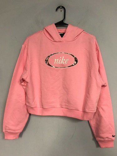 Floral Crop Top Pullover Hoodie Pink 