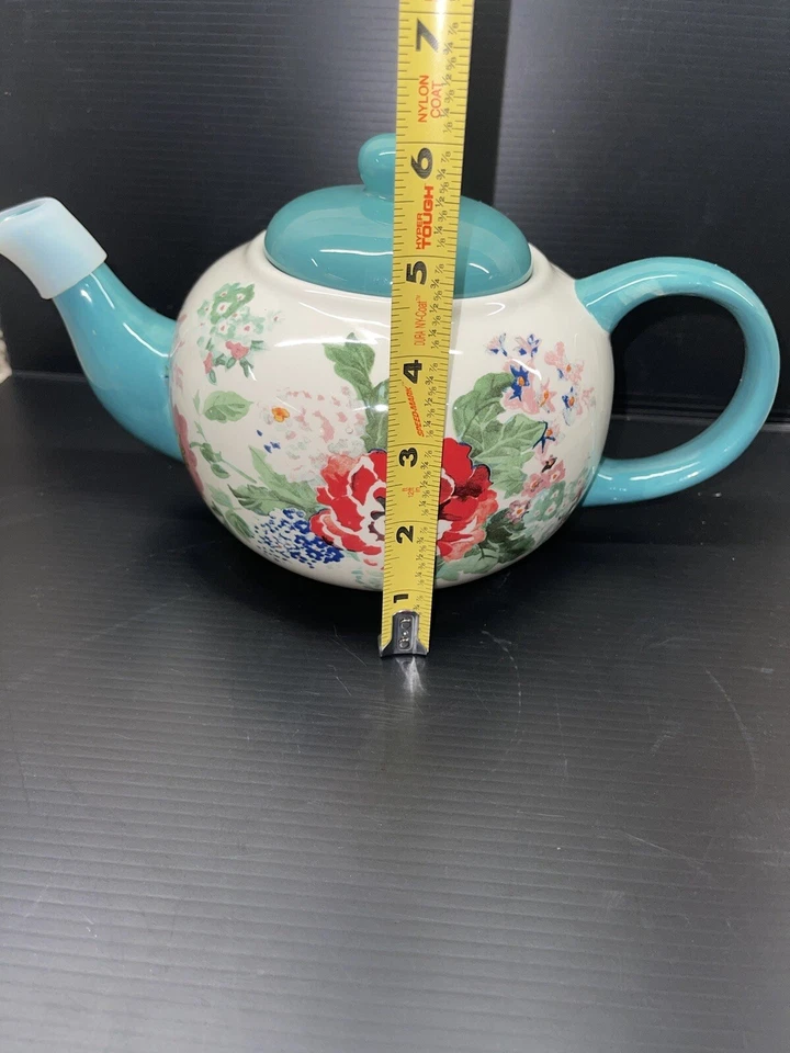 Tetera cerámica jardín campo mujer pionera estampado floral cocina comedor Foto 2 de 4