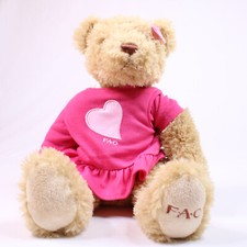 FAO Schwartz Teddy Bear Heart Pink Dress 10" Seated Toys R Us 2012 Sweet Teddy