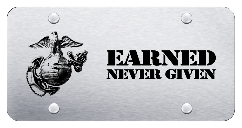 Earned Never Given Logo Nameplate Laser Etched License Plate Official Licensed