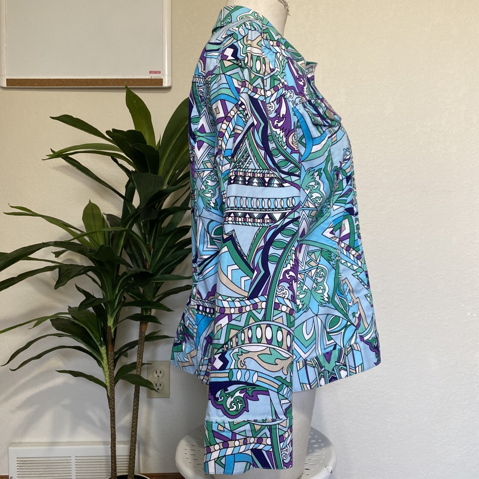 Chicos 2 Multicolor Abstract Jacket Button Front … - image 3