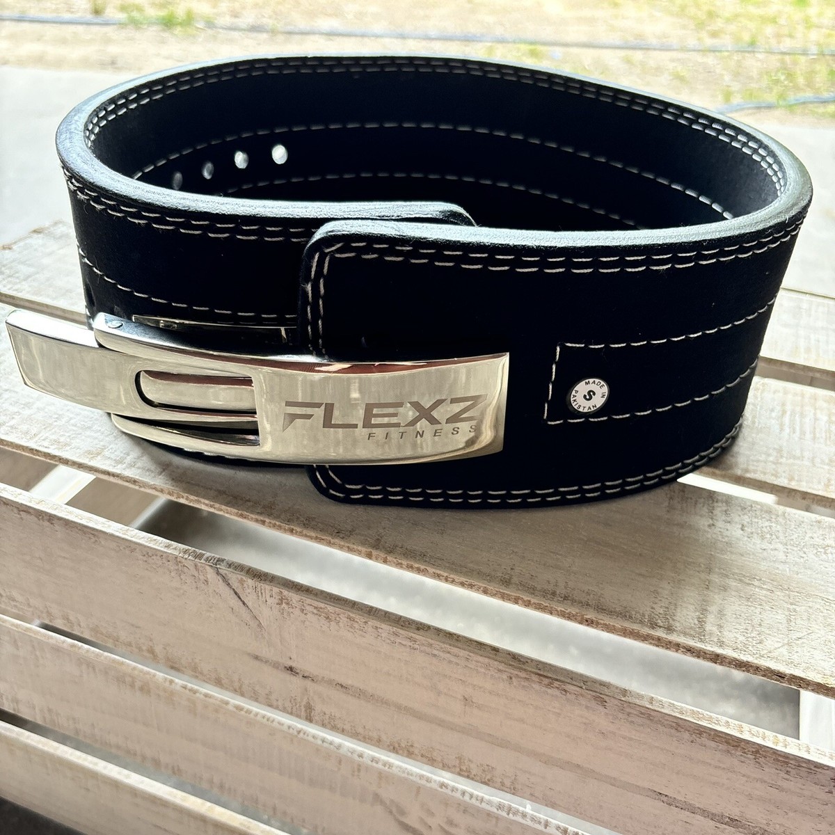 Flexz Fitness Lever Weight Lifting Leather Belt 10mm Powerlifting