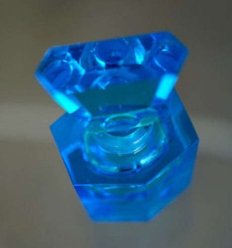 VintageArt Deco Faceted Aqua Blue Perfume Bottle W/Stopper 4" H - Picture 4 of 7