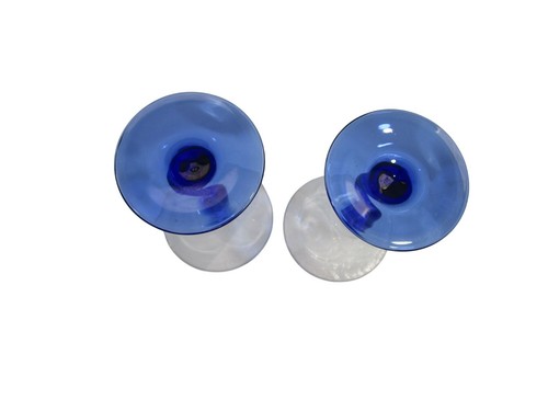 Vintage Libbey Cobalt Blue Z Stem Mini Martini Cocktail Glasses GUC A Pair - Picture 8 of 10