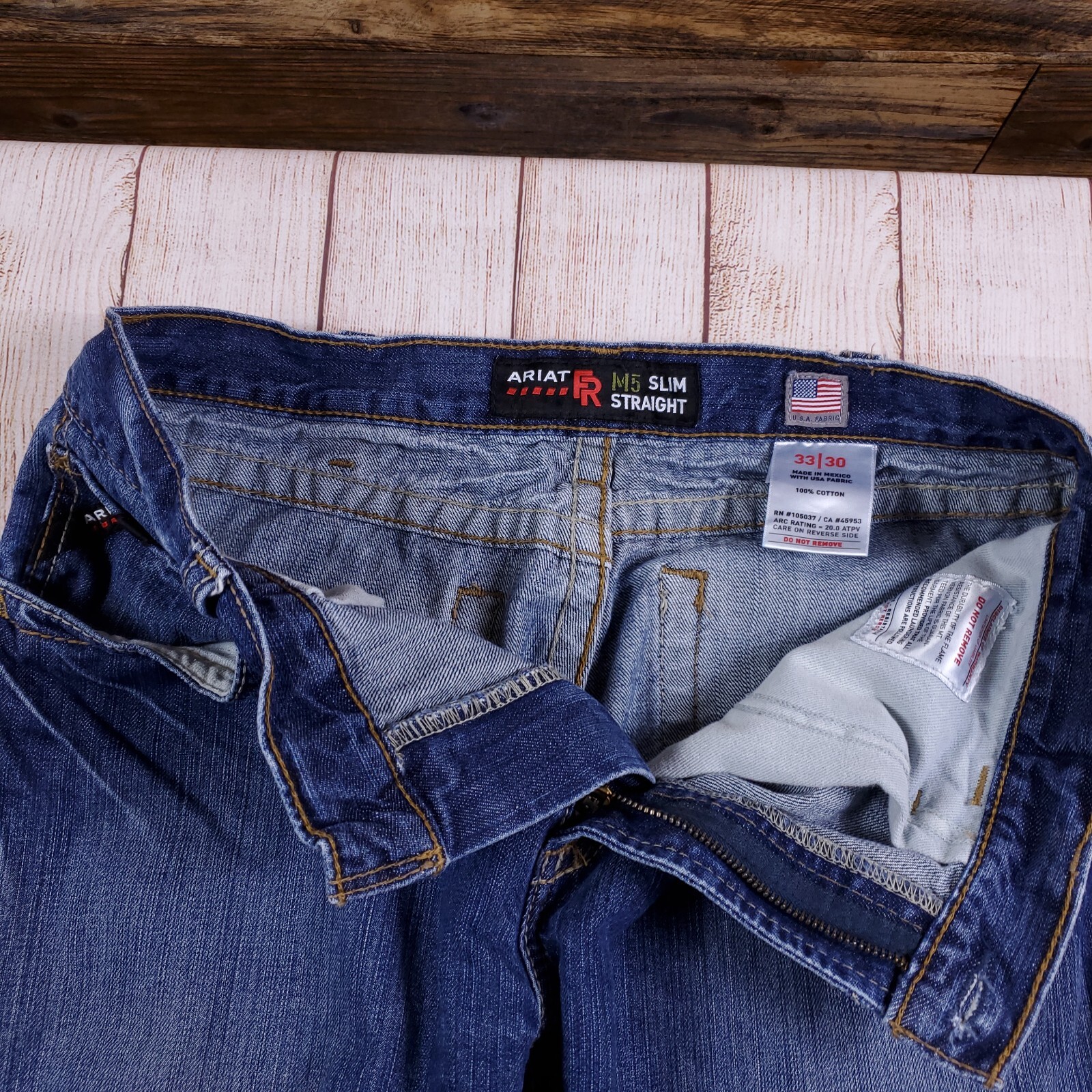 Ariat FR M5 Slim Straight Men's Jeans Size 33X30 (Fit 33x29) Blue Denim