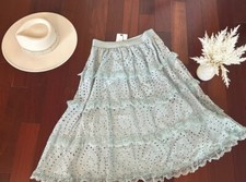 NWT Womens Skirt Medium Cottagecore Eyelet Lace Full Flowy Tiered Boho Peasant