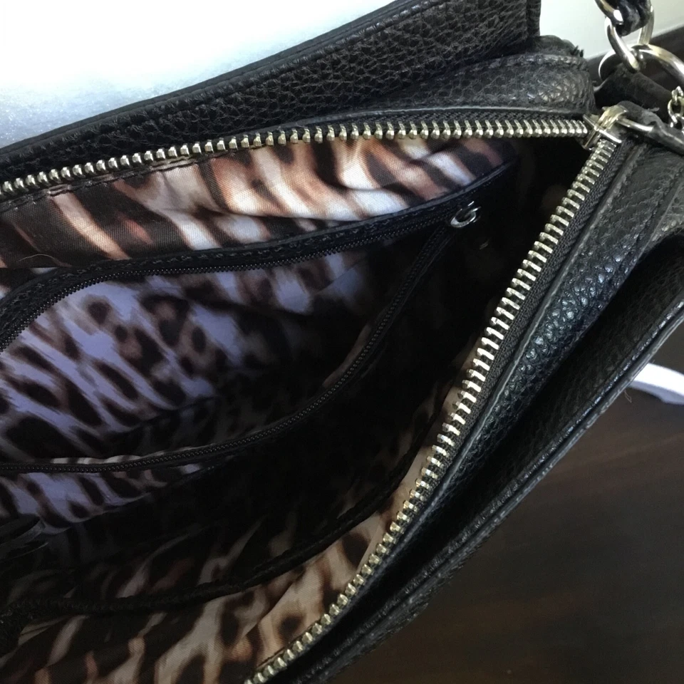 NICOLE MILLER BOLSA TIRACOLO BOLSA CORRENTE PRETA Estampa de Leopardo Pebbled - Imagem 3 de 4