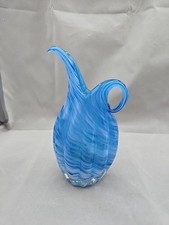 Vintage Lefton Hand-Blown Red & White Swirl Art Glass Pitcher Vase — listing 6