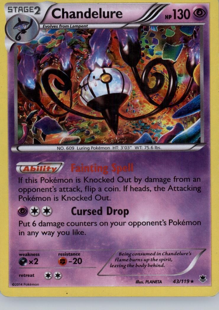 CHANDELURE 43/119 HOLO PHANTOM FORCES POKEMON MP