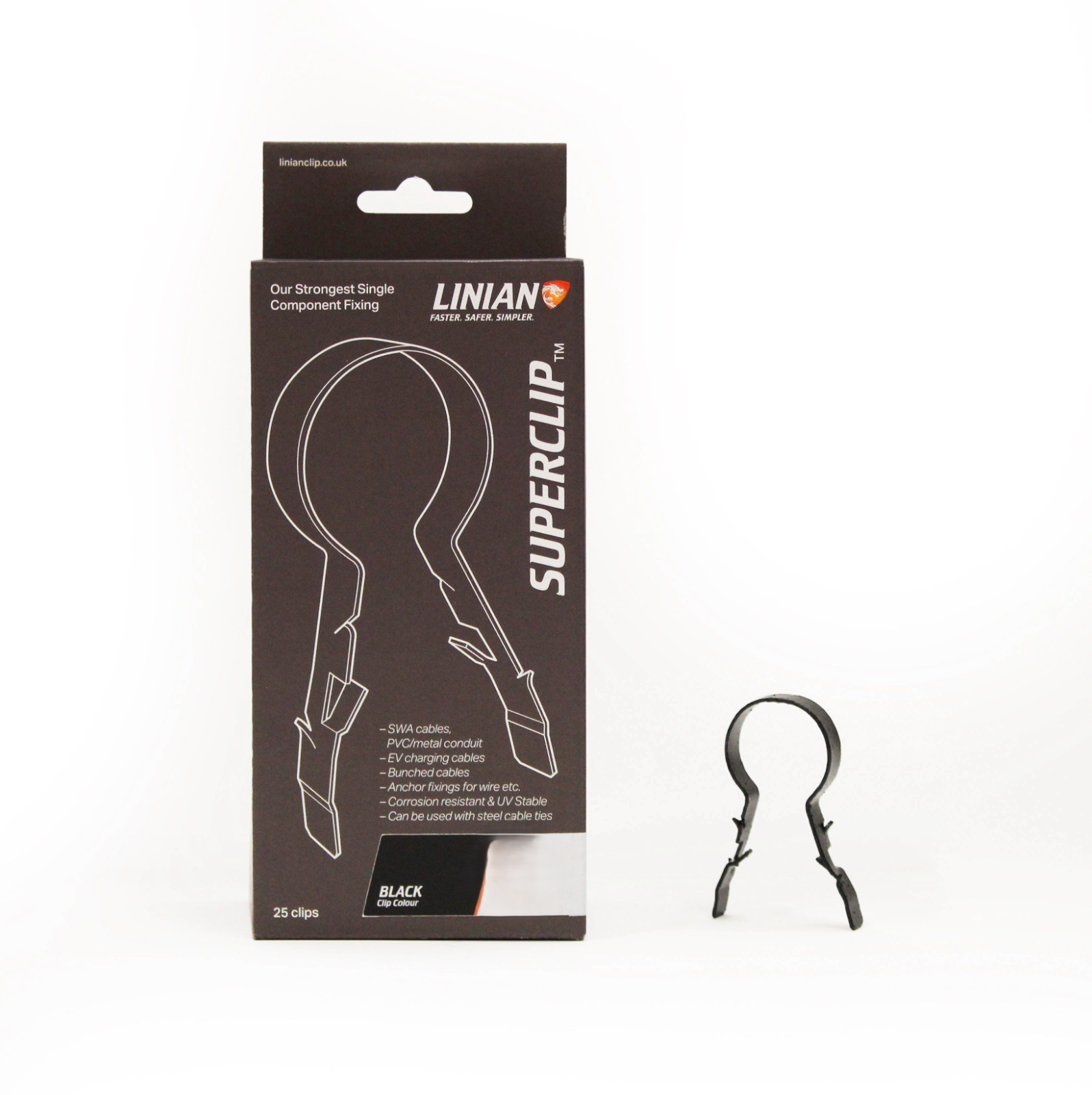 Pack Of 25 Linian Fire Super Clips Round 18-20mm Cables SWA Conduit  Size CC8