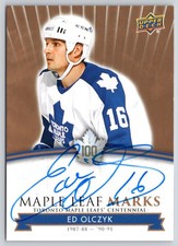 ED OLCZYK 2017-18 TORONTO MAPLE LEAFS CENTENNIAL MAPLE LEAF MARKS #MLM-EO  22889