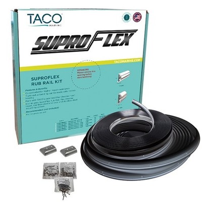 TACO Marine Suproflex Rub Rail Kit - Black W/Flex Chrome Insert 1.6''H X .78''W 60