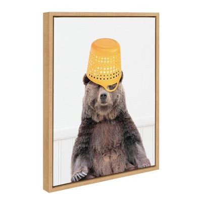 Sylvie Basket Case Bear Framed Canvas Wall Art by Amy Peterson Art Studio, 18...