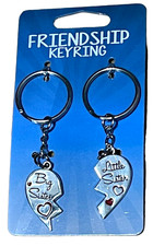 Sisters Keychains - Big Sister  Little Sisters Heart Friendship Keyrings - 2 Pc