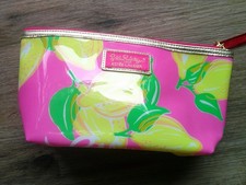 Lilly Pulitzer for Estee Lauder Pink Yellow Cosmetic Makeup Bag Used 8X5.5