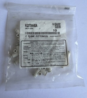 10-Pack SMC KQ2T04-00A Push-to-Connect Tube Fitting