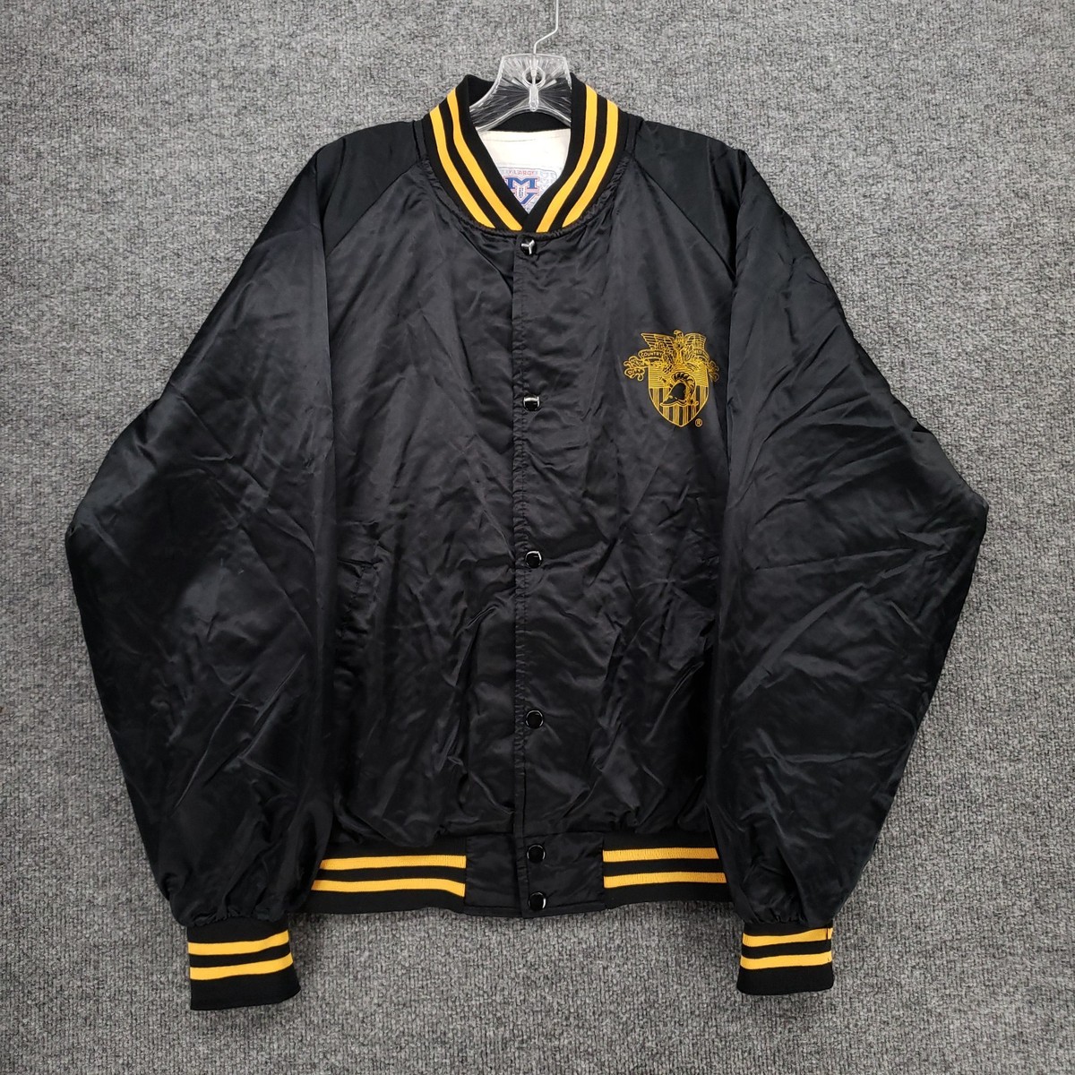 VINTAGE MV Sport West Point Jacket Mens Black USMA Satin Varsity 