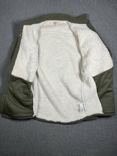 Faherty Shirt Jacket Men's Medium Shacket Green Sherpa Lined Snap Button Fleece - Picture 7 of 12