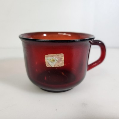 Vintage Arcoroc France Ruby Red Glass Classique Coffee Tea Cup MCM Mid Century