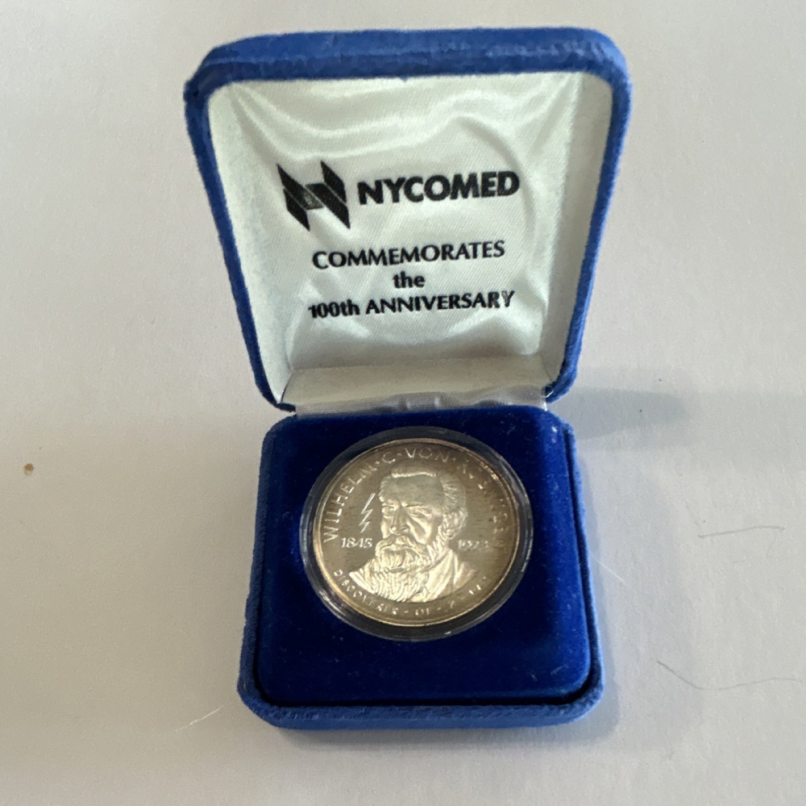 Nycomed 100th Anniversary Medal .999 Fine Silver Roentgen Commemorative