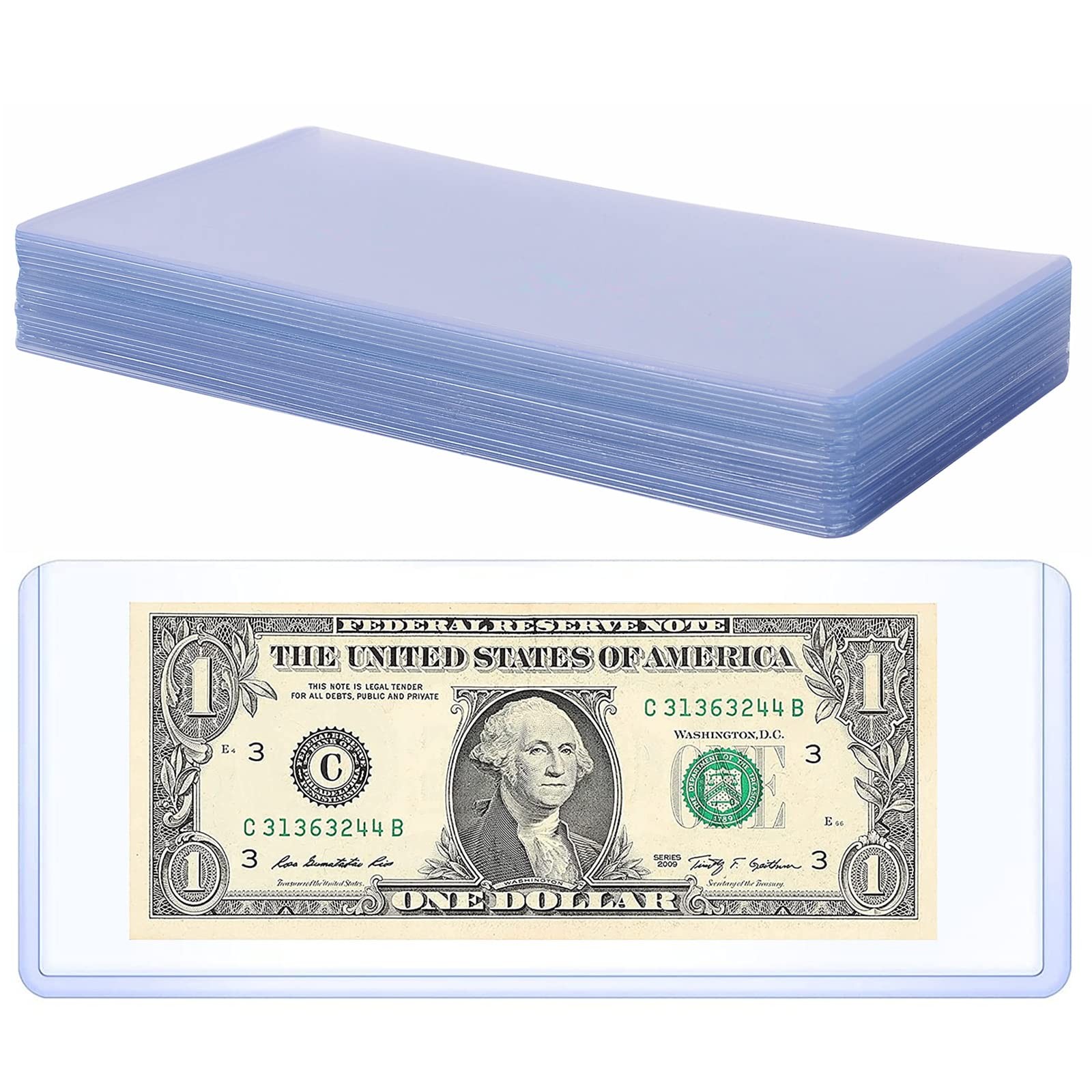 20Pcs Enlarged Dollar Bill Sleeves,Money 8.1 X 4.3 inches, 20 Pieces