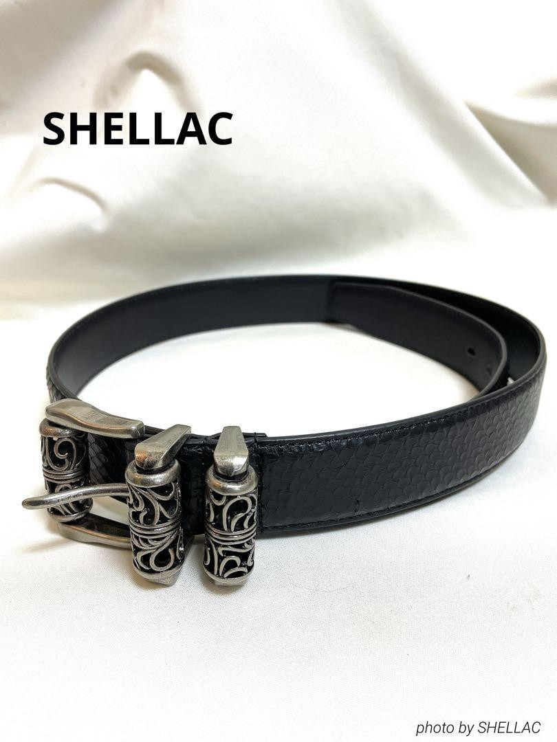 Genuine Leather Celtic Roller Belt in Black Snakeskin Design Pre-loved