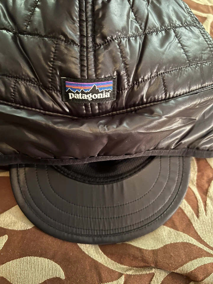 Patagonia Quilted Nano Puff Earflap Cap Hat Black Large Winter Insulated - Image 2 of 4