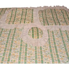 Vtg Duvet Blanket Cover Yellow Floral Ruffled 80x97" w/ 2 Hollander Pillow Shams