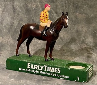Early Times Man O’ War Bar Display Horse & Jockey Figure Vintage Bourbon Promo