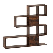 5-Level Ladder Bookshelf Room Divider Free Standing Wooden Display Shelf Brown