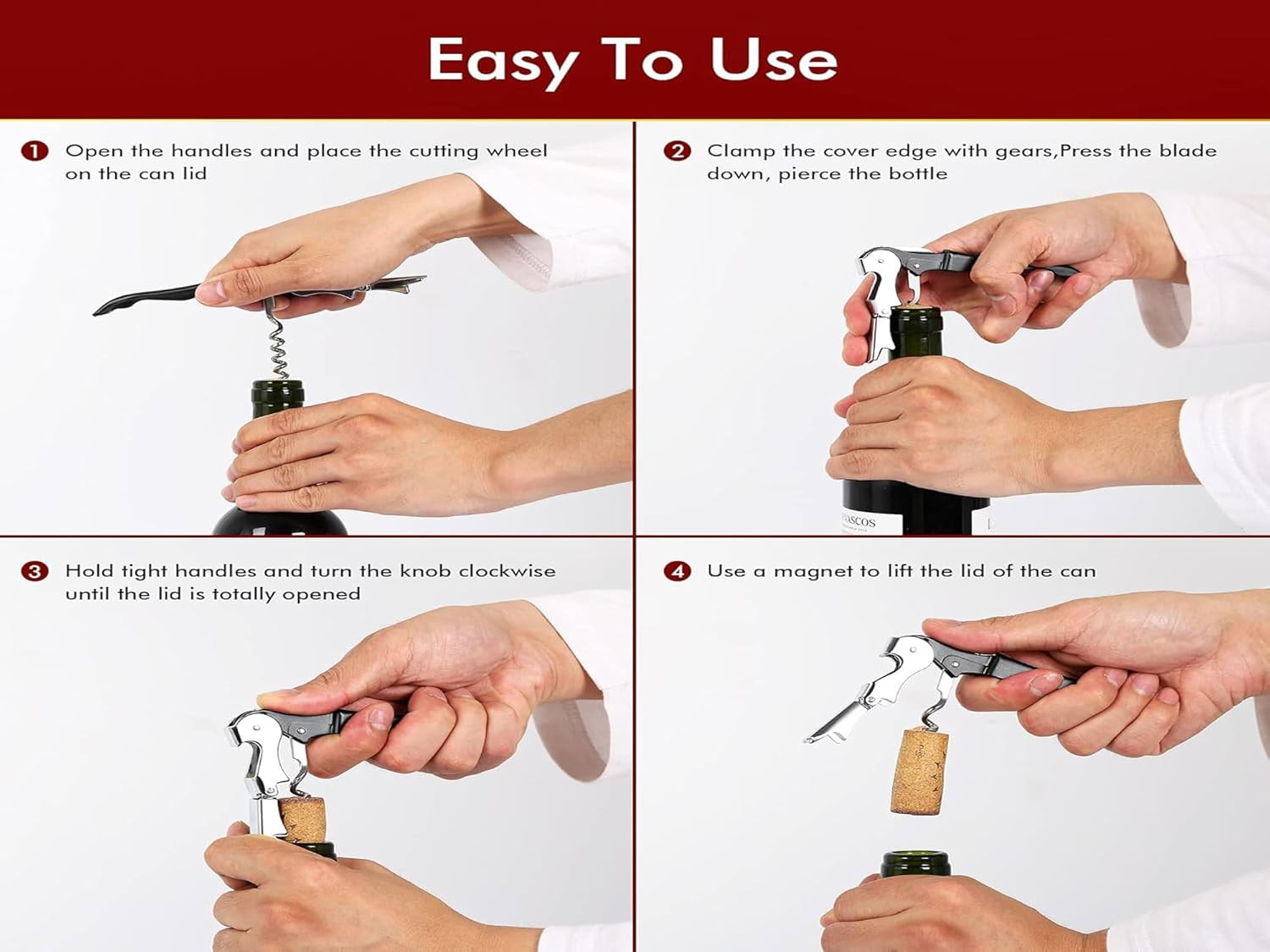 Professional Waiter Corkscrew Wine Openers Set (4 Pcs),Upgraded with Heavy Duty