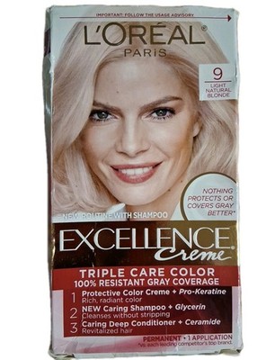 L'Oreal Paris Excellence Creme Perm Triple Care Hair Color 9 Light Natural Blond