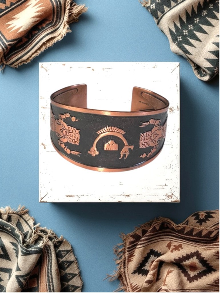 Vintage Native SW Solid Copper Cuff Bracelet Buff… - image 1