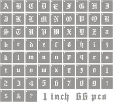 1 Inch Calligraphy Letter Stencils for Painting, 66 PCS Old English Lettering