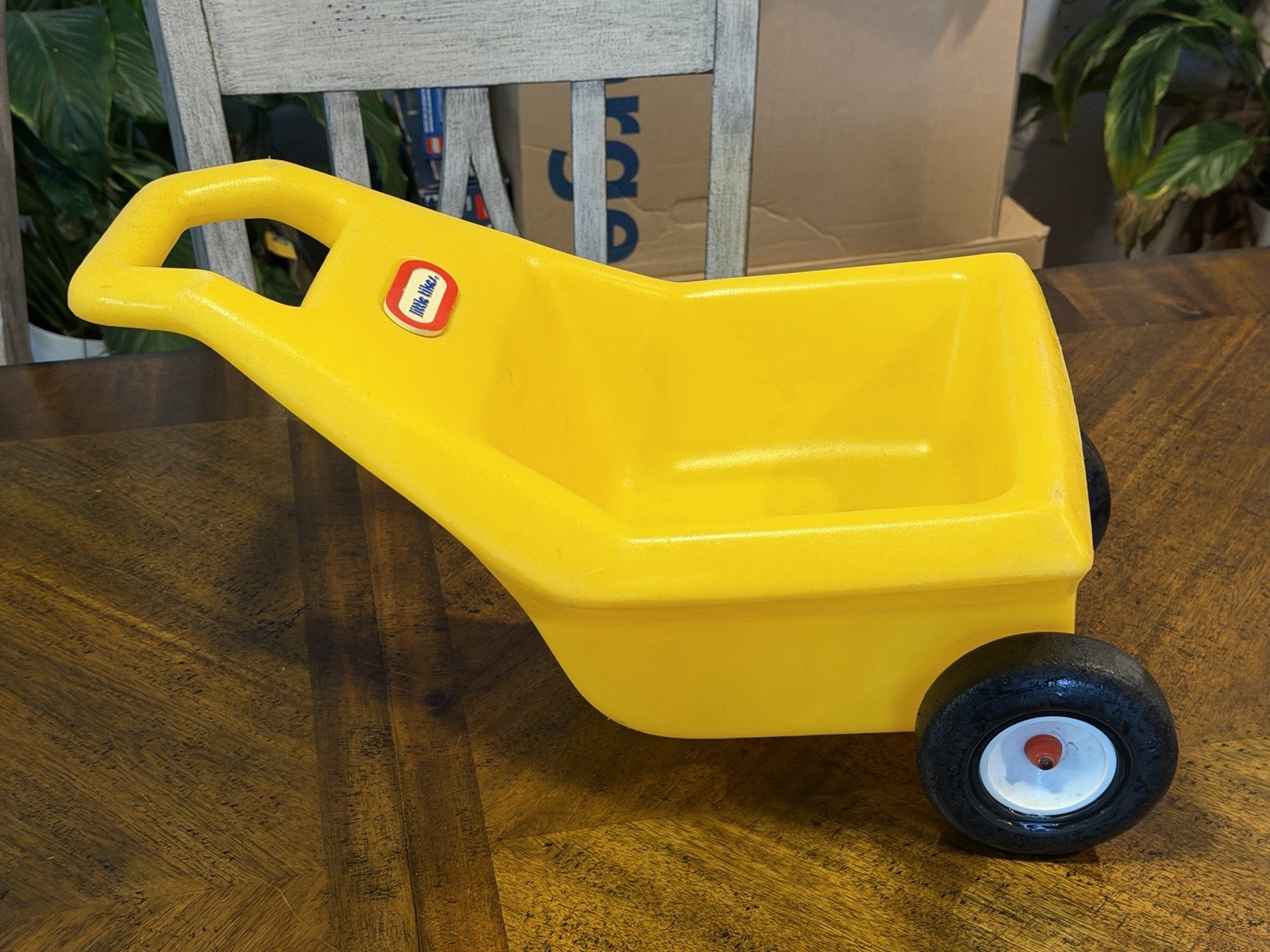 Little Tikes Yellow Trailer Cart Wagon Wheelbarrow Vintage for Green Tractor