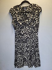 Chaps Womens Medium Black White Polka Dot A Line Midi Dress Sleeveless 4051
