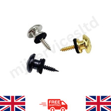 2 Mushroom-Type Guitar Strap Buttons-Gold Silver Nickel Black + fixings