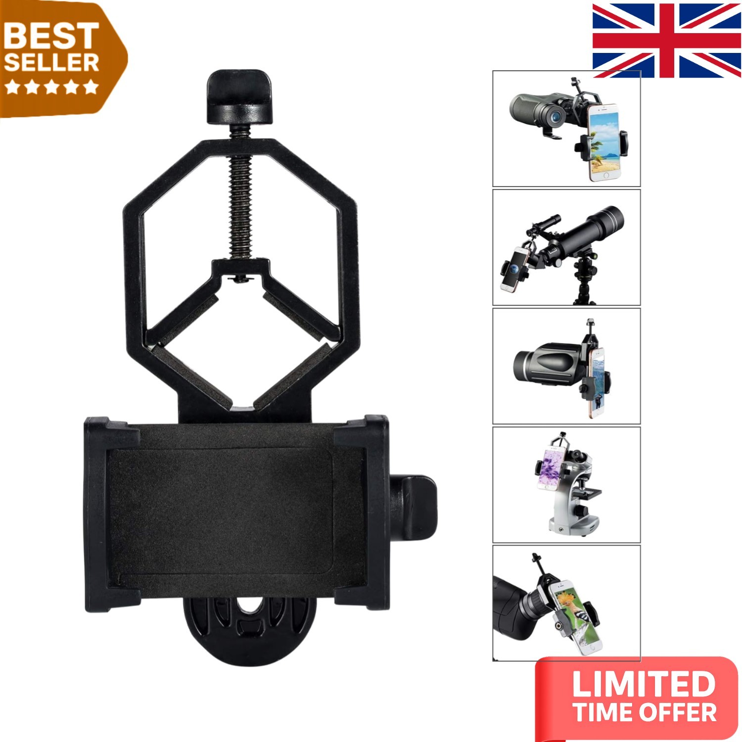 360° Rotatable Smartphone Adapter Mount for Telescopes & Binoculars - Versatile