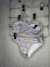 Polo Ralph Lauren Girls' Floral Tie Neck Two Piece Swimsuit -Blue Sz 5 NWT